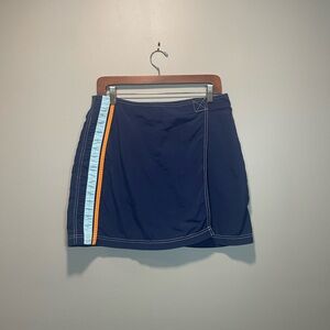 Vintage Boston Traders Navy Skirt with Colorful Stripes